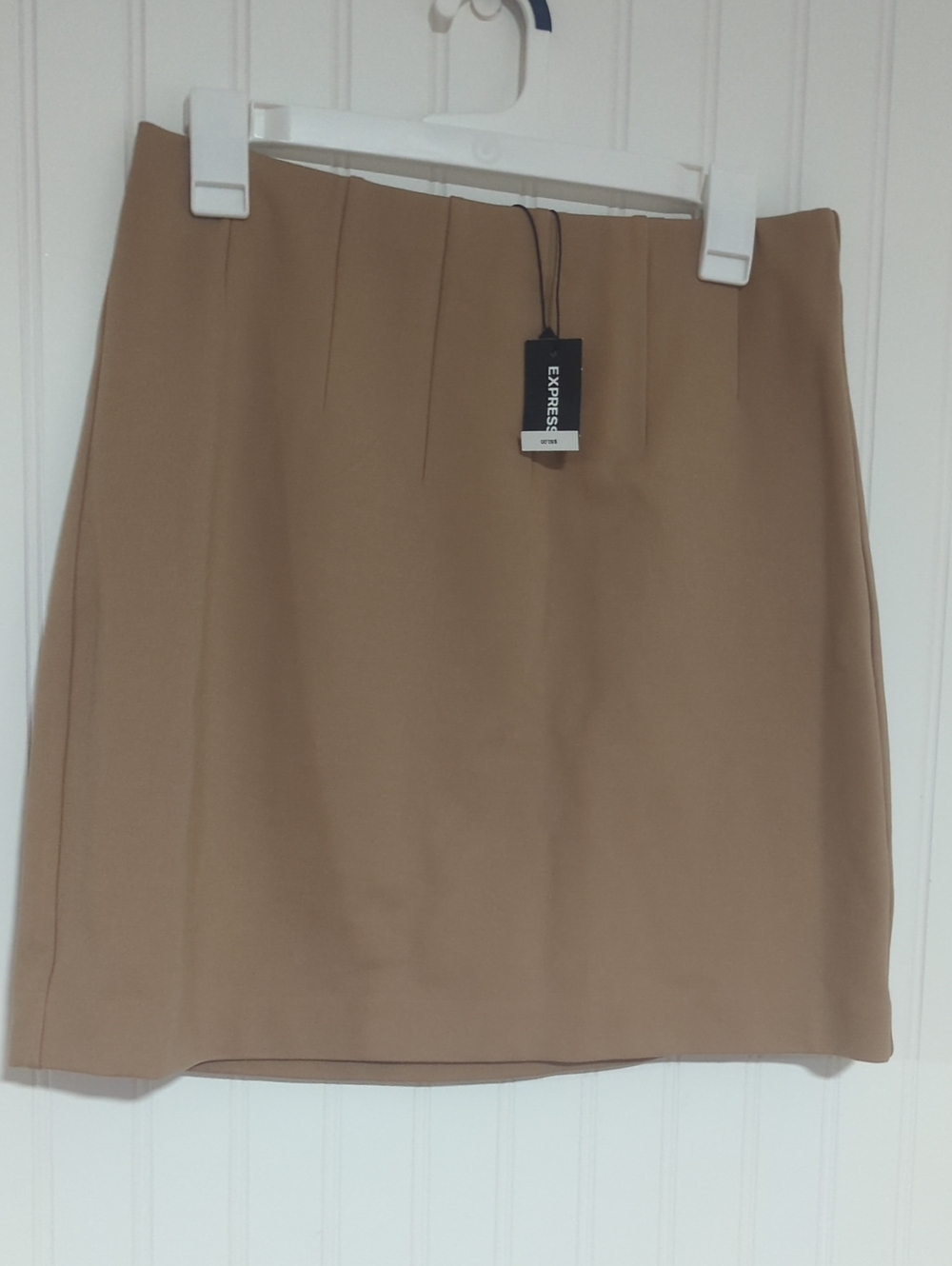 Express Tan Mini Skirt - Clean A-Line Design